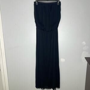 CYNTHIA ROWLEY Black Sheer Double Layered Mesh Strapless Dress Size Medium